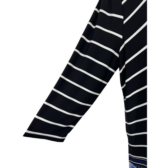 Travelers by Chico's 3/4 Sleeve Striped Asymmetrical Hem Tunic Size XL - Picture 5 of 10